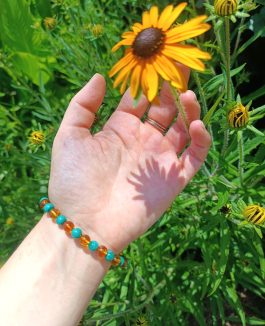 Bracelet Ambre et Malachite